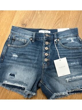 KanCan Medium Blue Distressed Jean Shorts